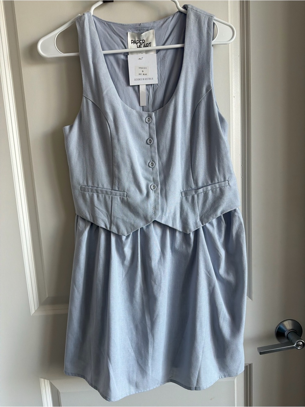 Paper Heart Light Blue Sleeveless Vest Mini Dress